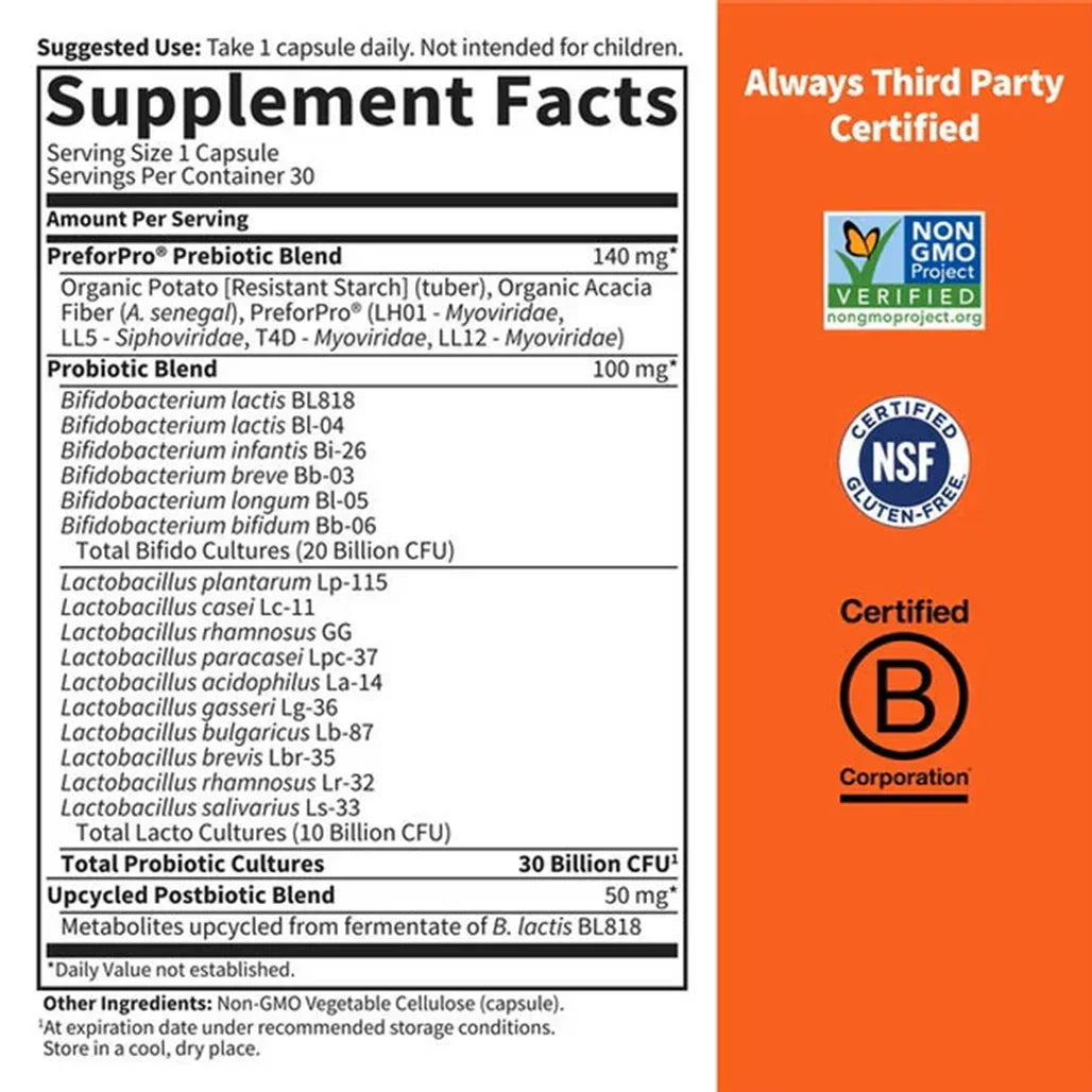 Garden of Life Dr. Formulated Probiotics 30 Billion Pre + Pro + Postbiotics (30 Vegetarian Capsules) - Buy at New Green Nutrition