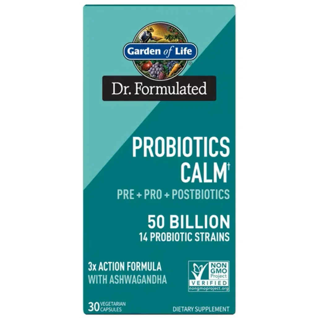 Garden of Life Dr. Formulated Probiotics Calm Pre + Pro + Postbiotics 50 Billion (30 Vegetarian Capsules) - Buy at New Green Nutrition