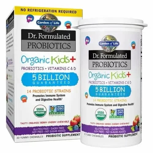 Garden of Life Dr. Formulated Probiotics Organic Kids Berry Cherry 5 Billion CFU (30 Gummies) - Buy at New Green Nutrition