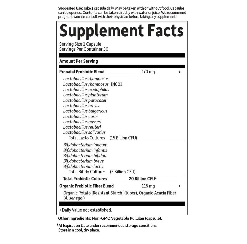 Garden of Life Dr. Formulated Probiotics Prenatal Daily Care 20 Billion CFU (30 Veggies Capsules) - Buy at New Green Nutrition