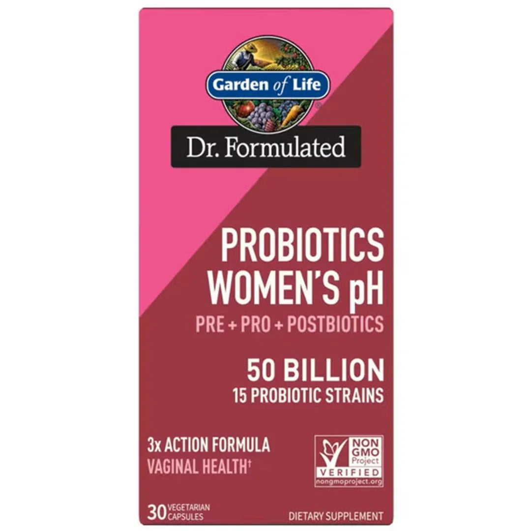 Garden of Life Dr. Formulated Probiotics Women's PH Pre + Pro + Postbiotics 50 Billion (30 Vegetarian Capsules) - Buy at New Green Nutrition