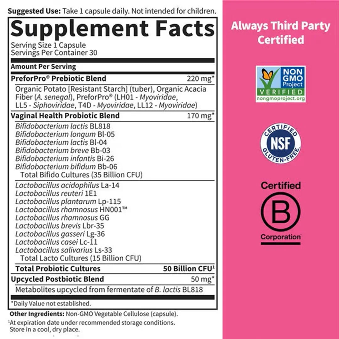 Garden of Life Dr. Formulated Probiotics Women's PH Pre + Pro + Postbiotics 50 Billion (30 Vegetarian Capsules) - Buy at New Green Nutrition