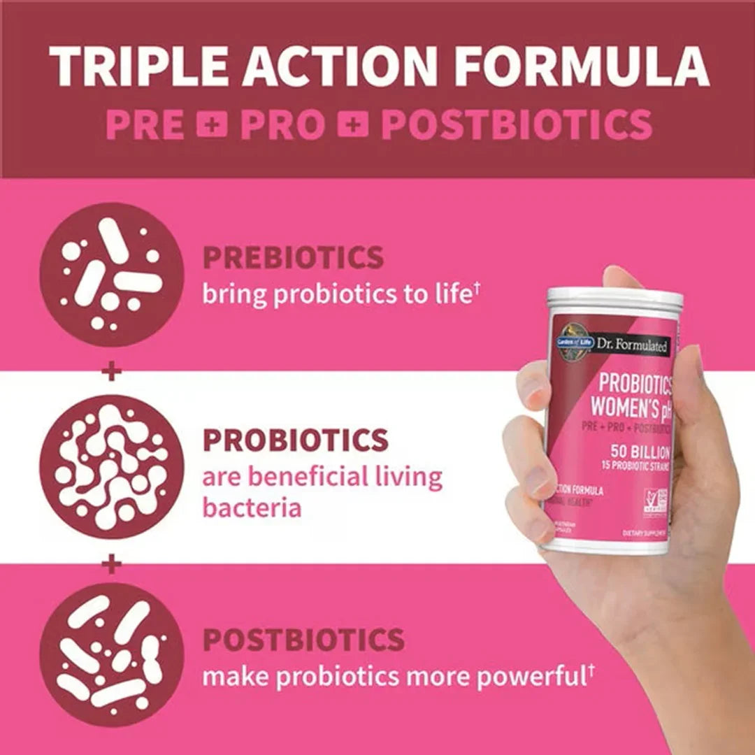 Garden of Life Dr. Formulated Probiotics Women's PH Pre + Pro + Postbiotics 50 Billion (30 Vegetarian Capsules) - Buy at New Green Nutrition