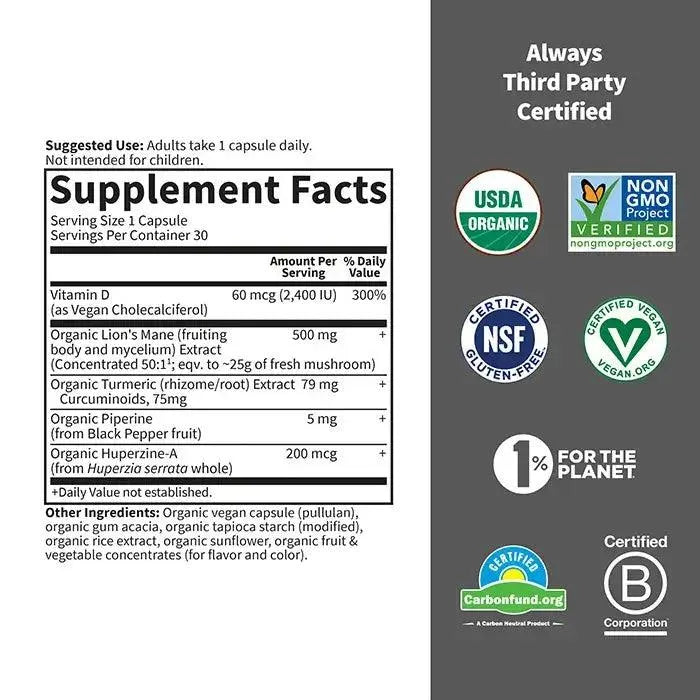 Garden of Life Herbals Brain Health (30 Capsules) - Buy at New Green Nutrition