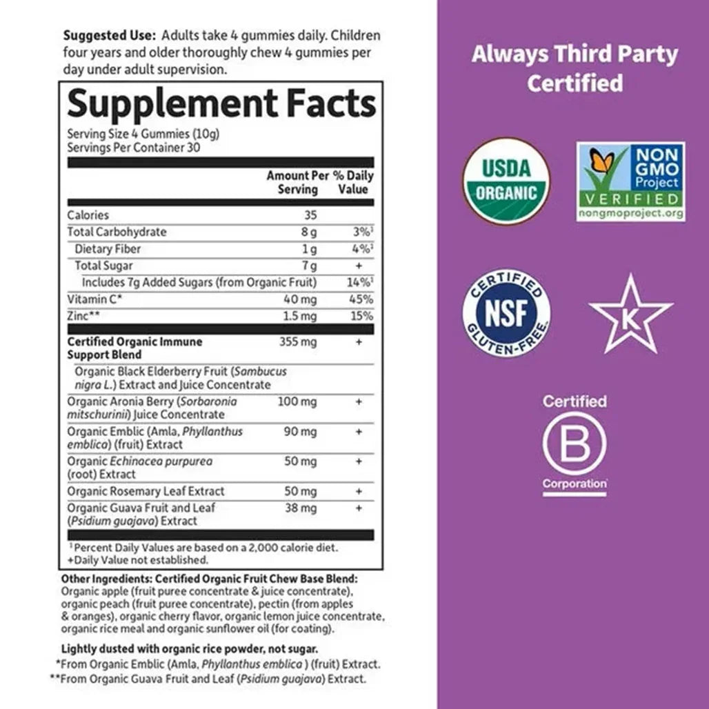 Garden of Life Organics Elderberry Immune Gummy Gummy (120 Vegan Gummy Drops) - Buy at New Green Nutrition