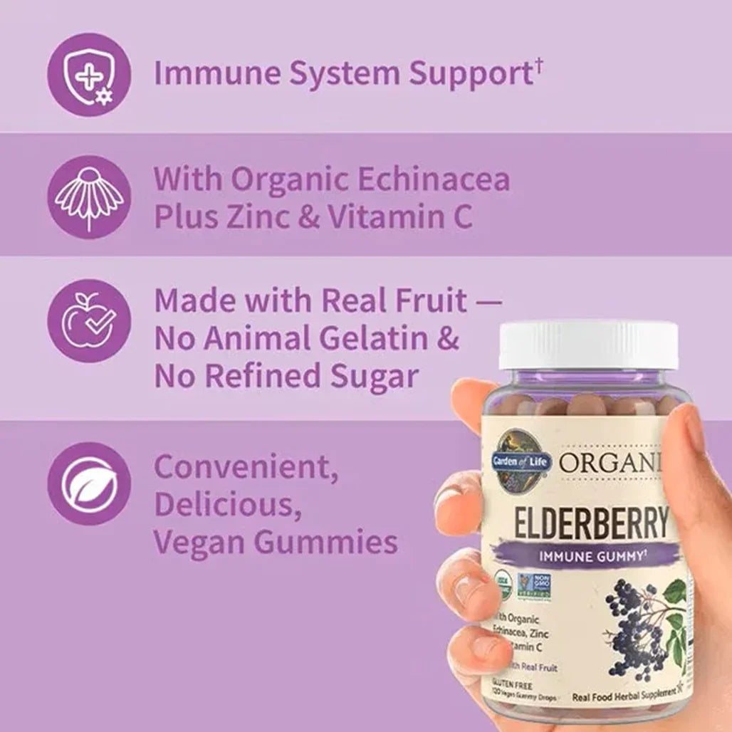 Garden of Life Organics Elderberry Immune Gummy Gummy (120 Vegan Gummy Drops) - Buy at New Green Nutrition
