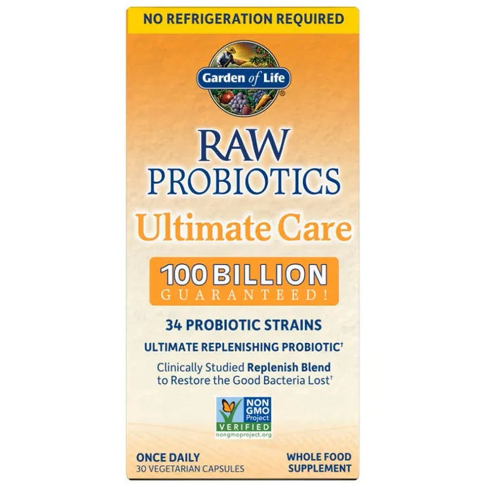 Garden of Life Raw Probiotics Ultimate Care 100 Billion (30 Vegetarian Capsules) - Buy at New Green Nutrition
