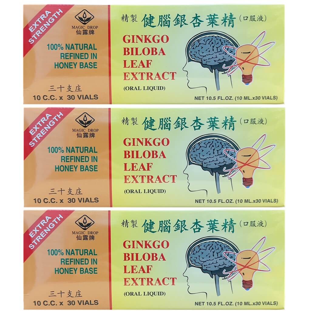 Ginkgo Biloba Leaf Extract (30 Vials X 10ml) - 3 Boxes