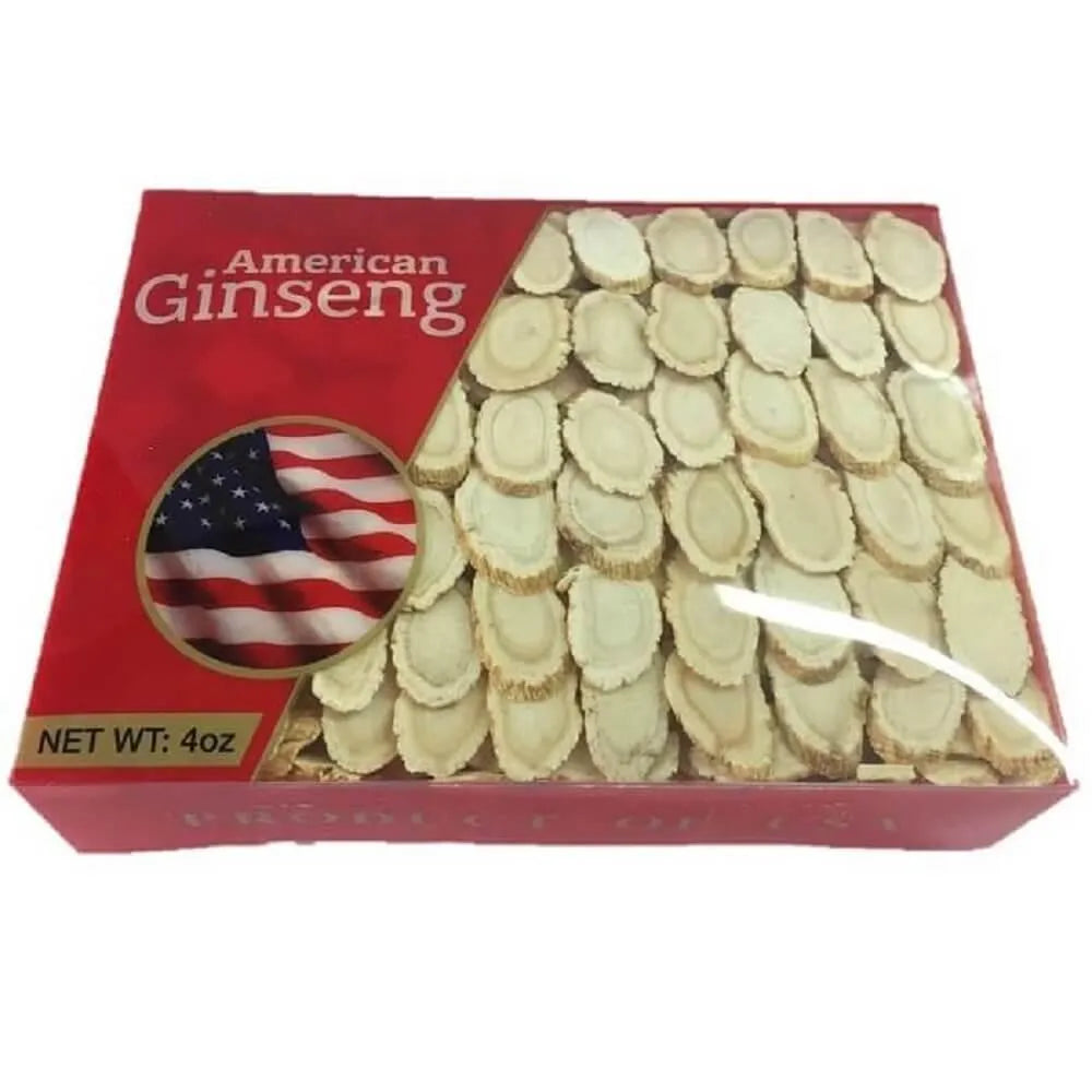 Hand Selected A Grade American Ginseng Slice Medium Size (4 Oz. Box) - Buy at New Green Nutrition