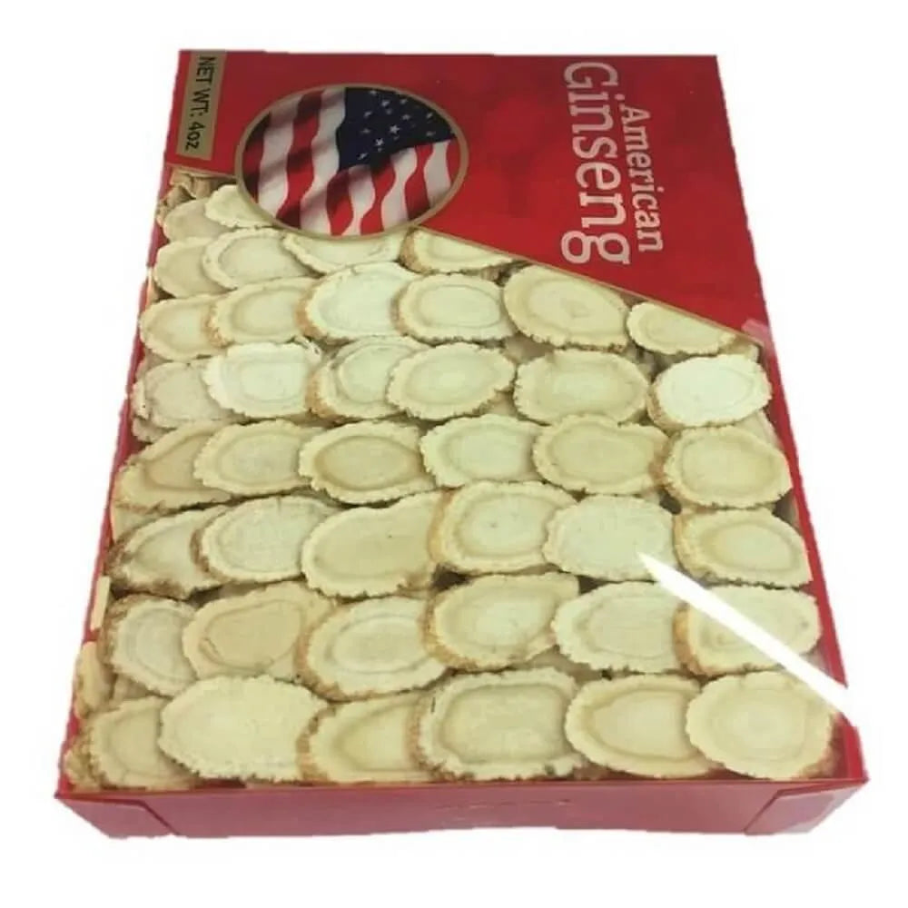 Hand Selected A Grade American Ginseng Slice Medium Size (4 Oz. Box) - Buy at New Green Nutrition