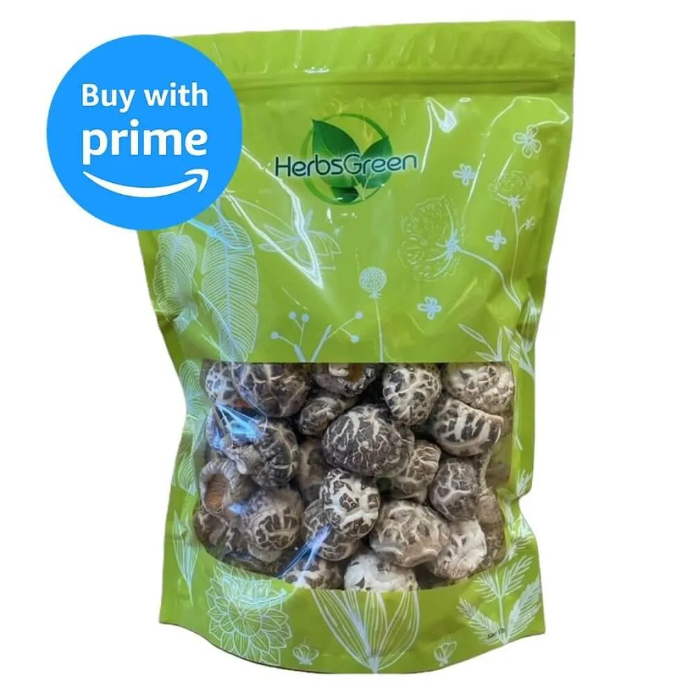 Herbsgreen Premium Grade Dried White Flower Shiitake Mushrooms (1 LB) - Buy at New Green Nutrition