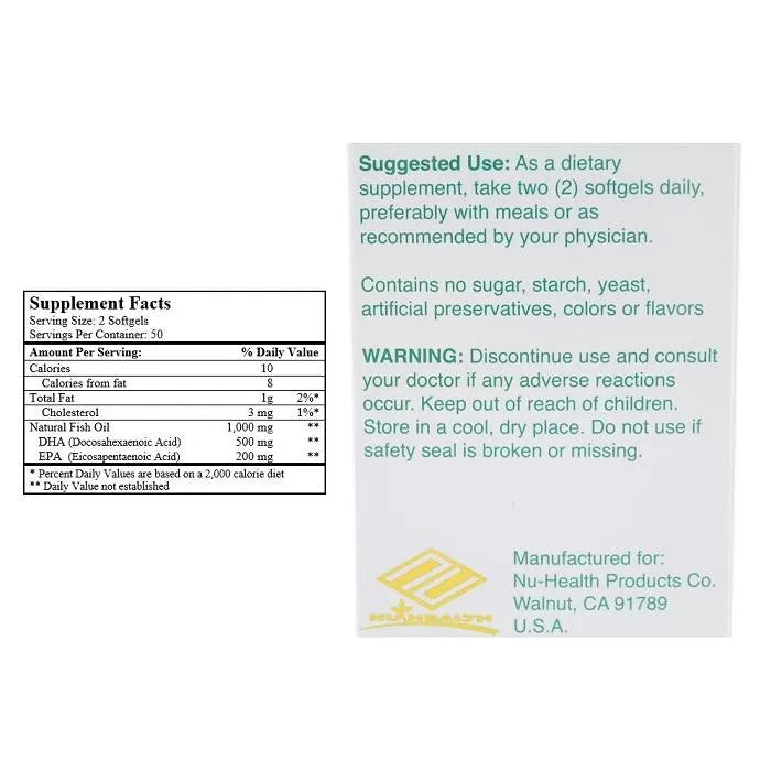 Hyper DHA+EPA Defined Deep Sea Fish Oil (100 Softgels) - Buy at New Green Nutrition