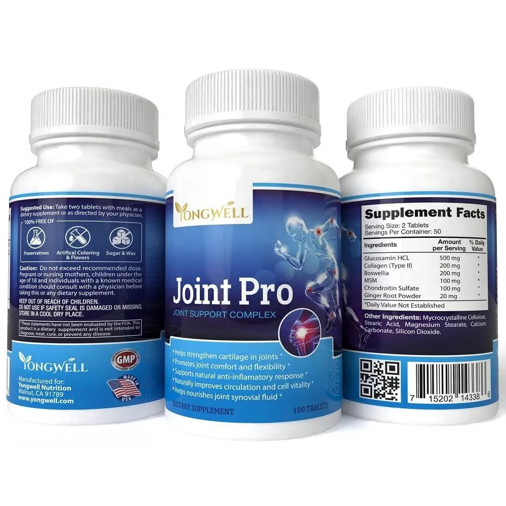 Joint Pro, Complete Joint Support with Glucosamine, Chondroitin, MSM, Collagen, Boswellia & Ginger Root (100 Tablets) - Buy at New Green Nutrition