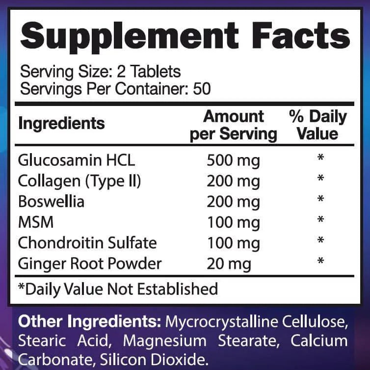 Joint Pro, Complete Joint Support with Glucosamine, Chondroitin, MSM, Collagen, Boswellia & Ginger Root (100 Tablets) - Buy at New Green Nutrition