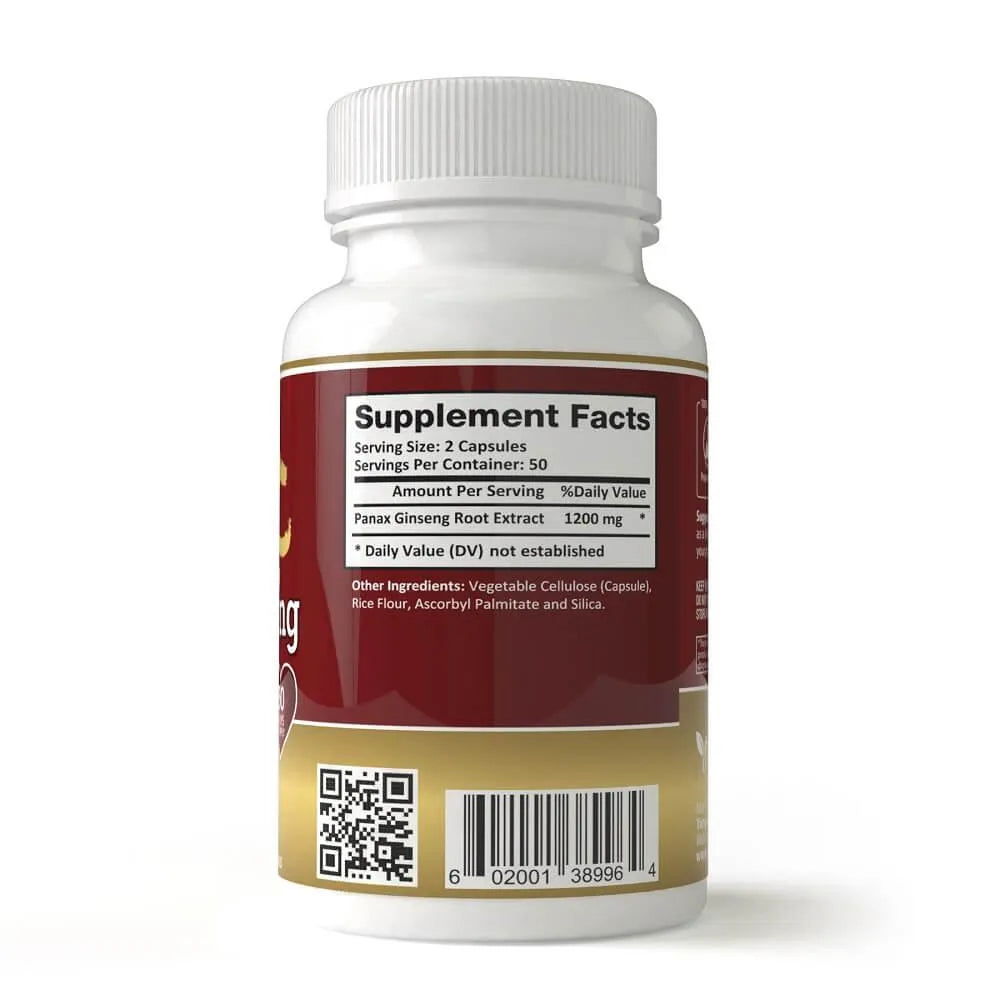 Korean Panax Ginseng Extra Strength 1200mg (100 Veggie Capsules) - Buy at New Green Nutrition