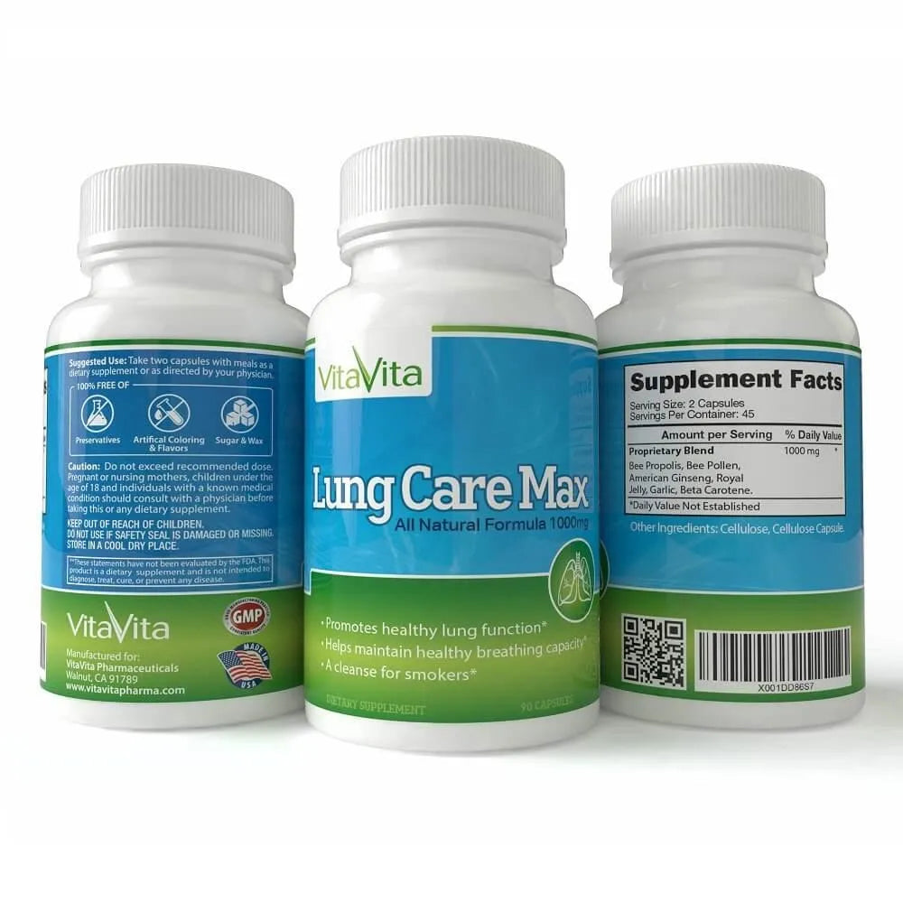 Lung Care Max, Special Antioxidant Lung Formula with American Ginseng, Bee Propolis, and Royal Jelly (90 Capsules) - Buy at New Green Nutrition
