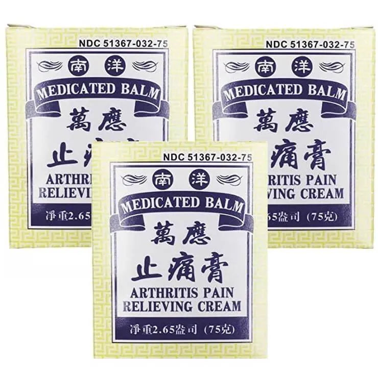 Medicated Balm, Arthritis Pain Relieving Cream (2.65Oz) - 3 Bottles - Buy at New Green Nutrition