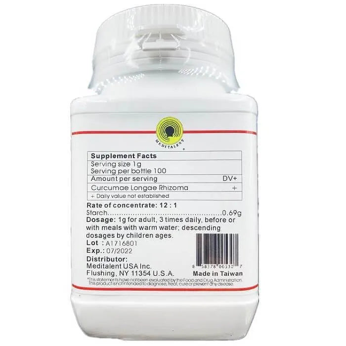 Meditalent Curcumin High Concentration Extract (100 Grams) - Buy at New Green Nutrition