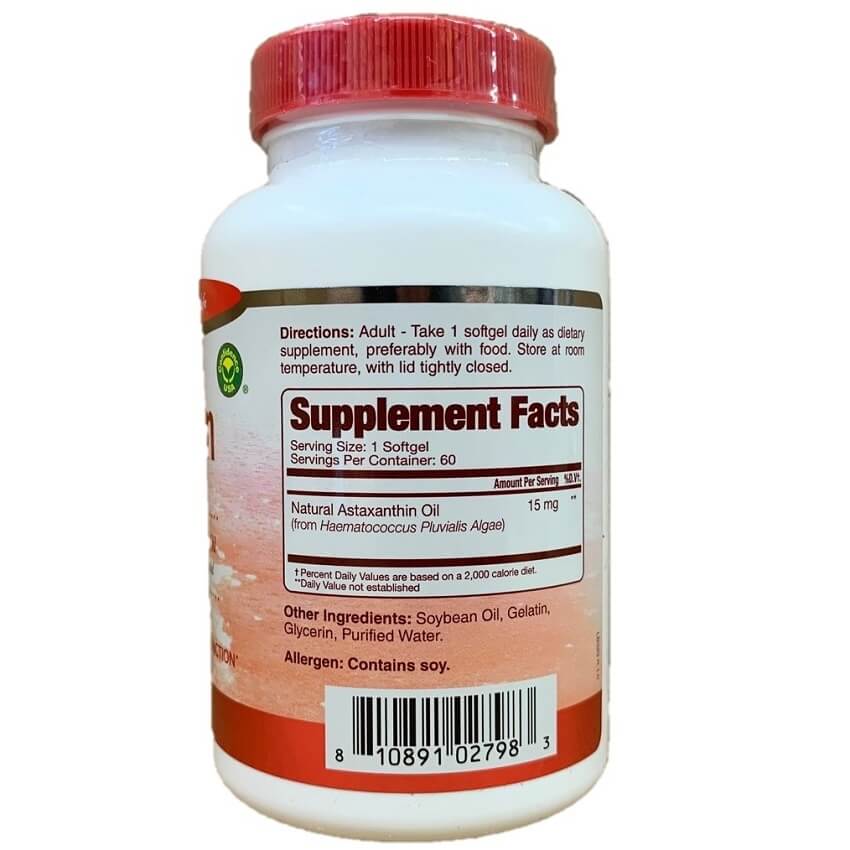 Natural Astaxanthin 15mg (60 Softgels) - Buy at New Green Nutrition