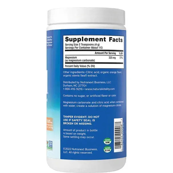 Natural Vitality Calm Magnesium Supplement Orange Flavored (16 oz) - Buy at New Green Nutrition