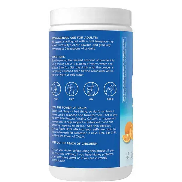 Natural Vitality Calm Magnesium Supplement Orange Flavored (16 oz) - Buy at New Green Nutrition
