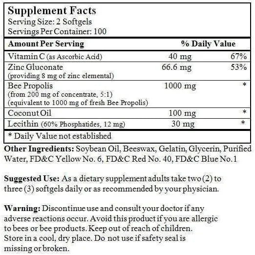 Nu-Health Natural Bee Propolis III (200 Softgels) - 2 Bottles Set - Buy at New Green Nutrition