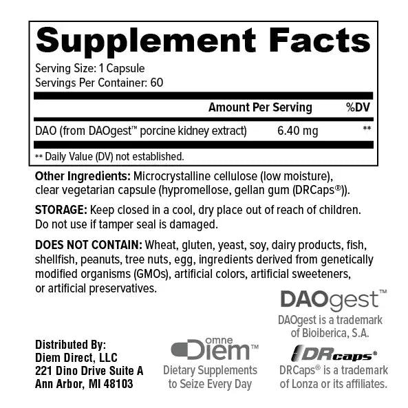 Omne Diem Histamine Digest PureMAX with DAO, 30,000 HDU (60 Capsules) - Buy at New Green Nutrition