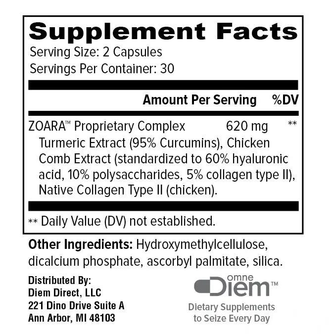 Omne Diem Joint Comfort with Zoara (60 Capsules) - Buy at New Green Nutrition