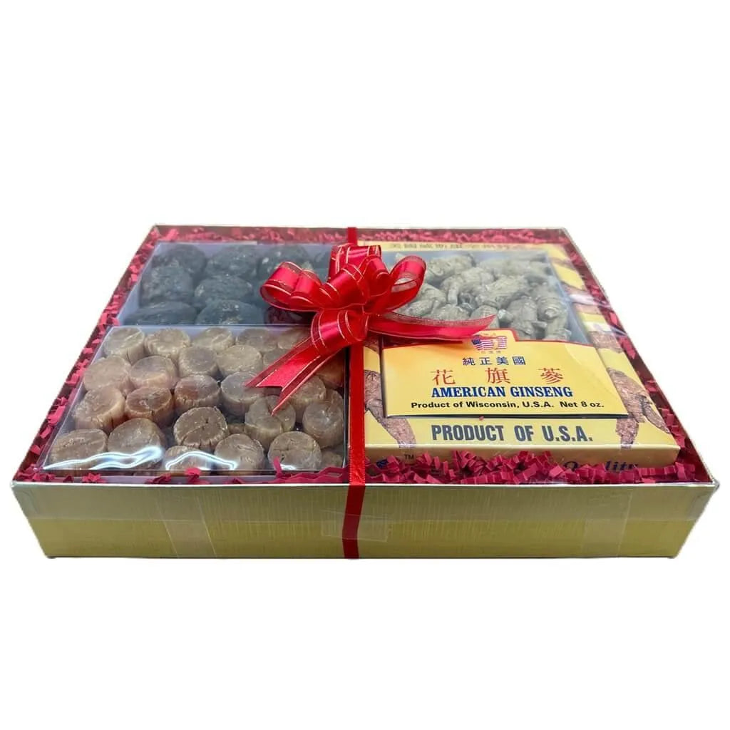 Premium Gift Box Set - Premium Ginseng (8oz), Peruvian Maca (8oz), Japanese Dried Scallop (8oz) - Buy at New Green Nutrition