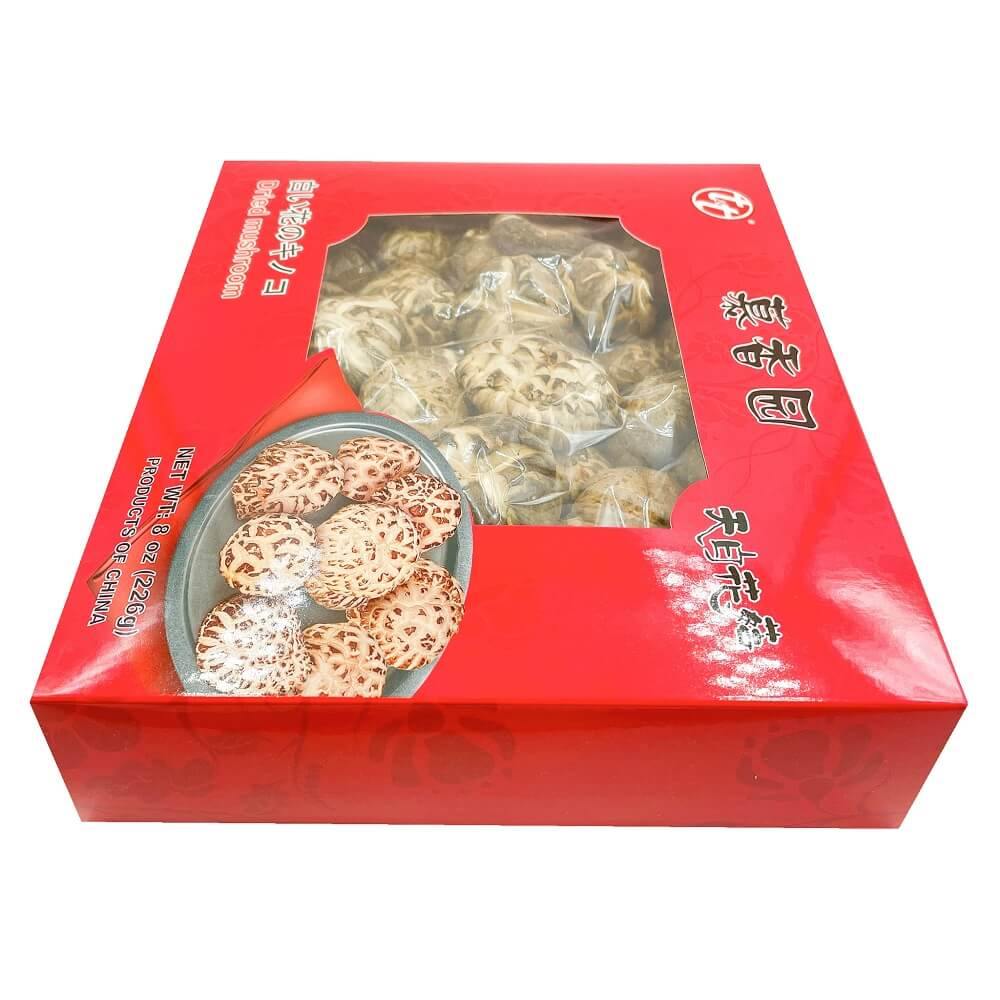 Premium Grade Dried White Shiitake Mushrooms Large (8oz. Gift Box) - Buy at New Green Nutrition