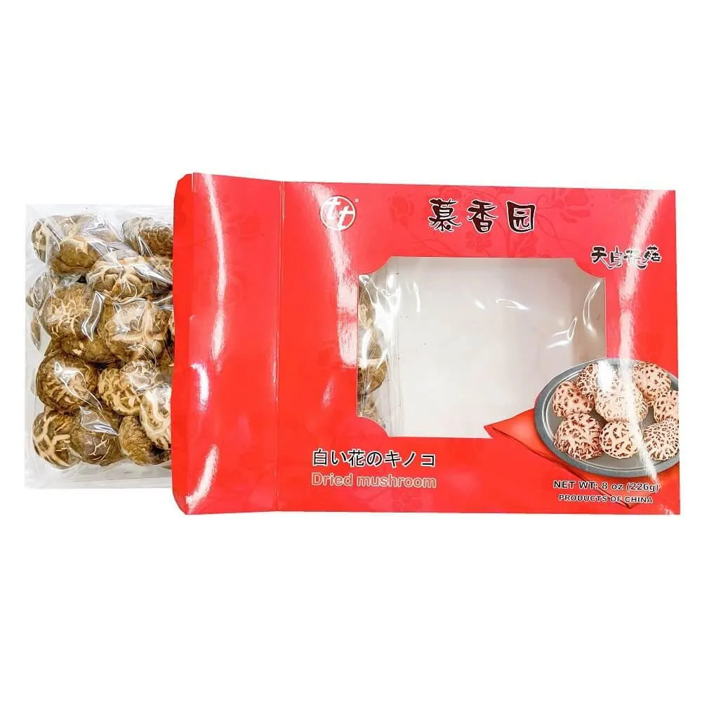 Premium Grade Dried White Shiitake Mushrooms Large (8oz. Gift Box) - Buy at New Green Nutrition