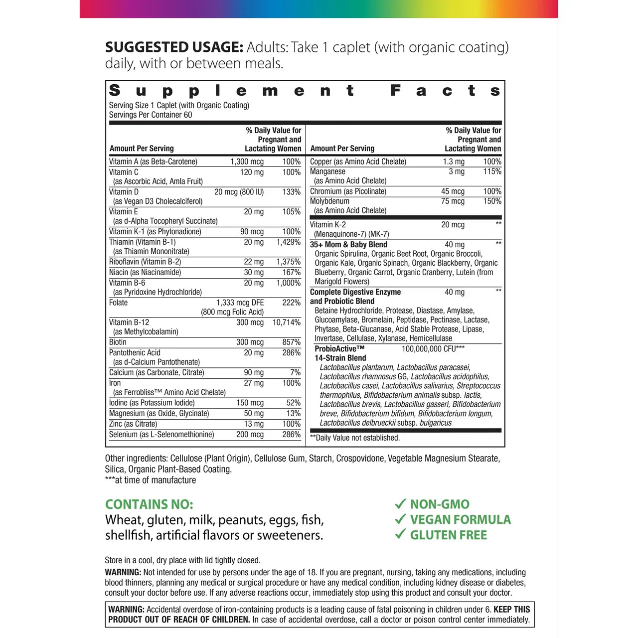 Rainbow Light 35+ Mom & Baby + Real Food Nutrients (60 Caplets) - Buy at New Green Nutrition