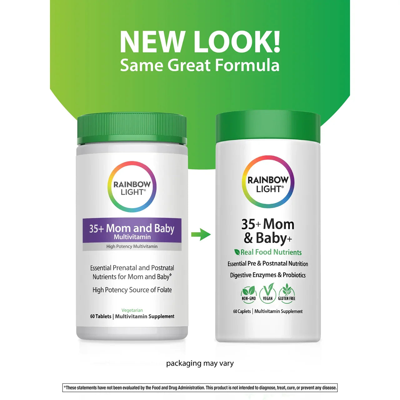 Rainbow Light 35+ Mom & Baby + Real Food Nutrients (60 Caplets) - Buy at New Green Nutrition