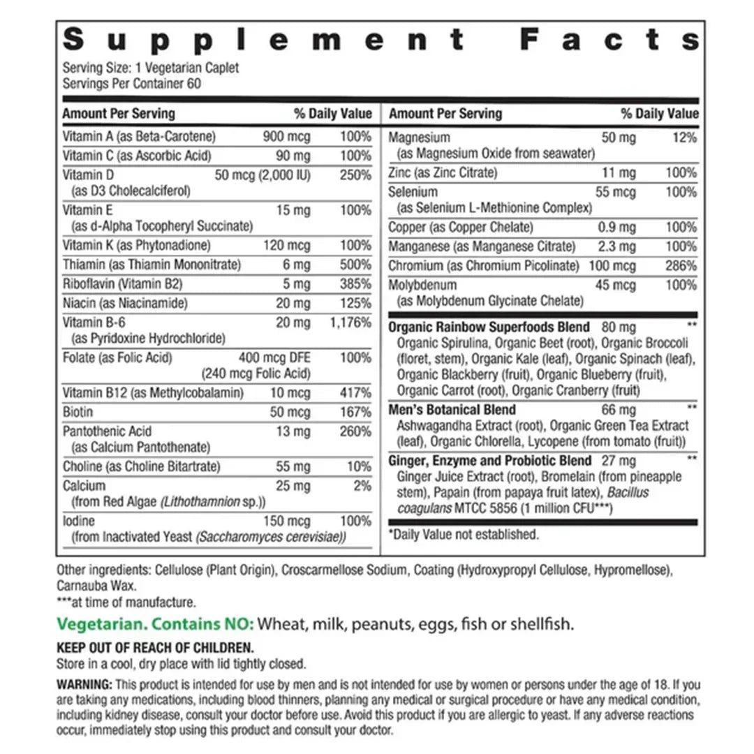 Rainbow Light High Potency Men's One Daily Multivitamin (60 Vegetarian Tablets) - Buy at New Green Nutrition