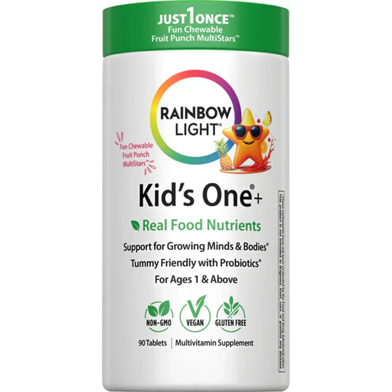 Rainbow Light Kid's One+ Real Food Nutrients Fruit Punch, (90 Chewable Vegan Tablets) - Buy at New Green Nutrition