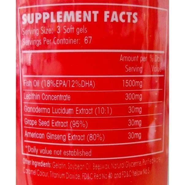 Reishi Ginseng Fish Oil (200 Softgels) - Buy at New Green Nutrition