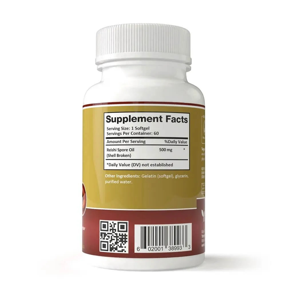 Reishi Spore Oil Shell Broken Extra Strength 500mg (60 Softgels) - Buy at New Green Nutrition