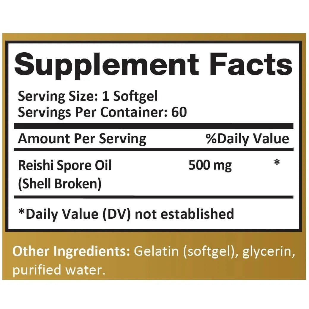 Reishi Spore Oil Shell Broken Extra Strength 500mg (60 Softgels) - Buy at New Green Nutrition