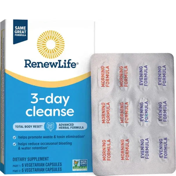 Renew Life 3-Day Cleanse (12 Vegetarian Capsules Total) - Buy at New Green Nutrition