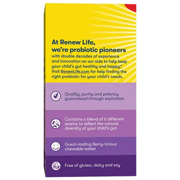 Renew Life Kids Probiotic Gummies (60 Chewable Tablets) - Buy at New Green Nutrition