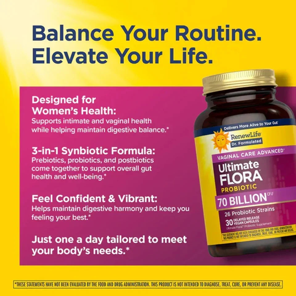 Renew Life Ultimate Flora Vaginal Care Advanced 70 Billion (30 Delayed Release Vegan Capsules) - Buy at New Green Nutrition