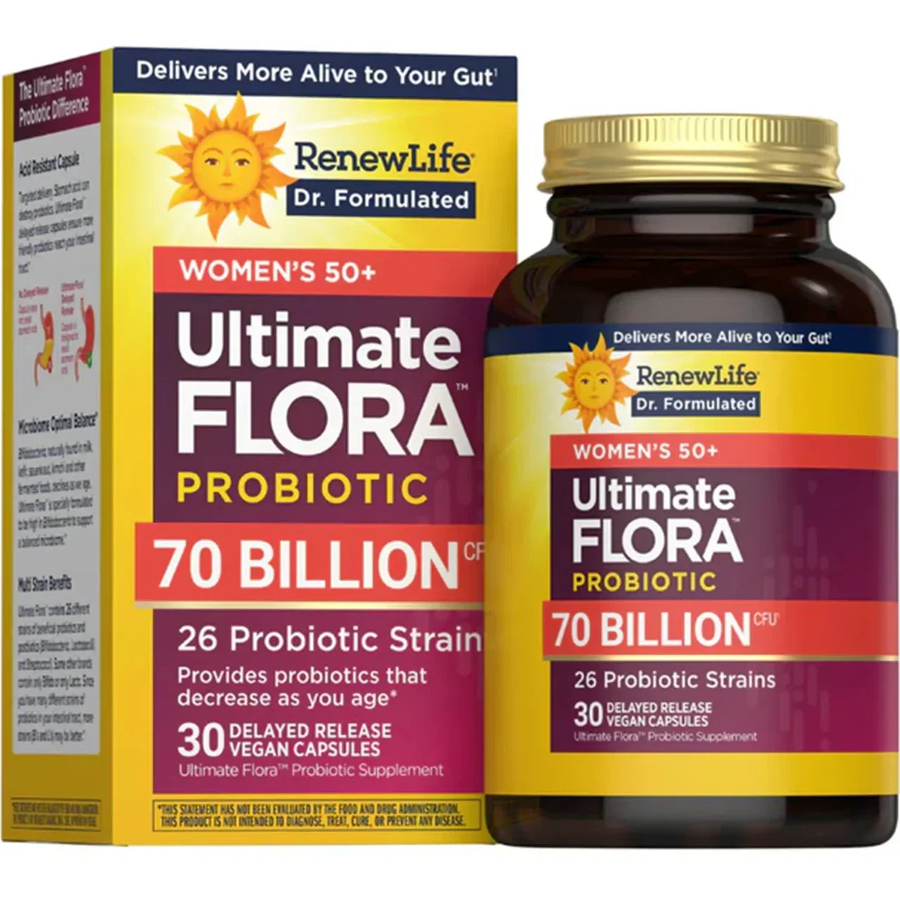 Renew Life Ultimate Flora Women's 50+ Probiotic 70 Billion (30 Delayed Release Vegan Capsules) - Buy at New Green Nutrition