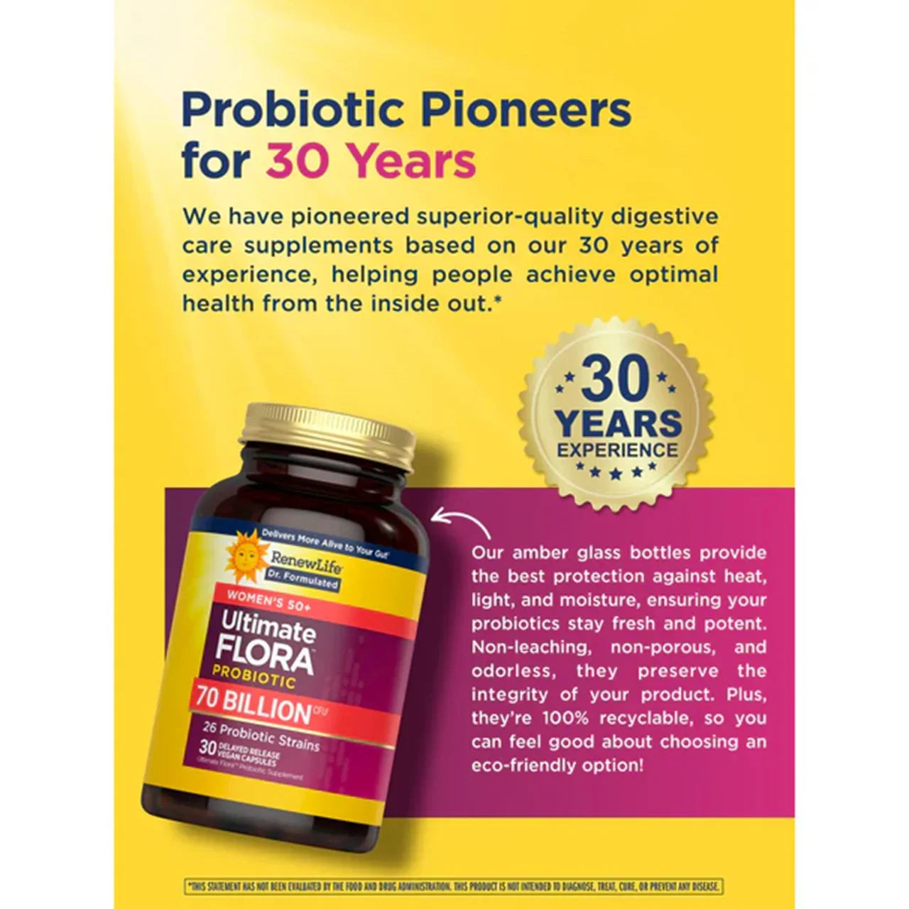 Renew Life Ultimate Flora Women's 50+ Probiotic 70 Billion (30 Delayed Release Vegan Capsules) - Buy at New Green Nutrition