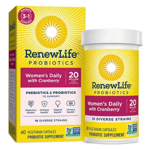 Renew Life Women's Daily 3-in-1 Prebiotics & Probiotics (60 Veggie Capsules) - Buy at New Green Nutrition
