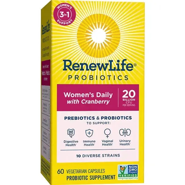 Renew Life Women's Daily 3-in-1 Prebiotics & Probiotics (60 Veggie Capsules) - Buy at New Green Nutrition