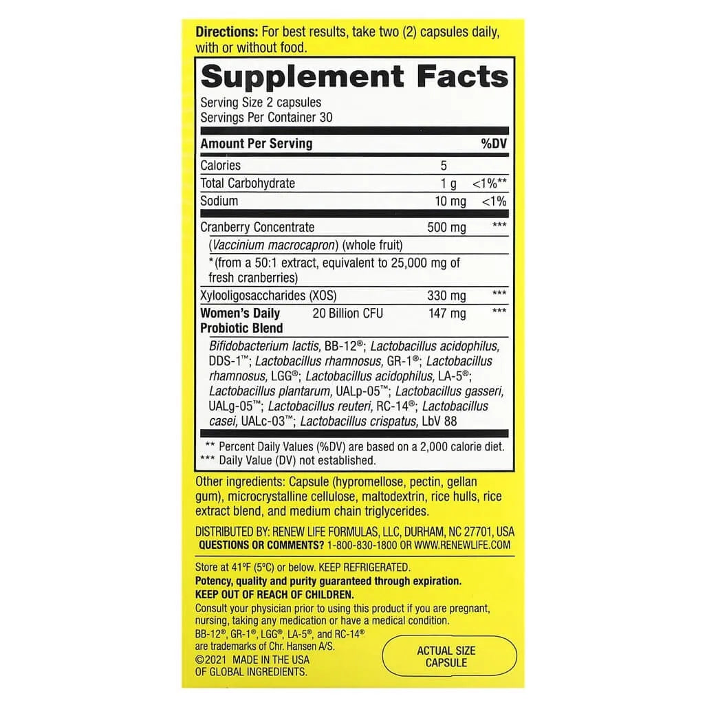 Renew Life Women's Daily 3-in-1 Prebiotics & Probiotics (60 Veggie Capsules) - Buy at New Green Nutrition