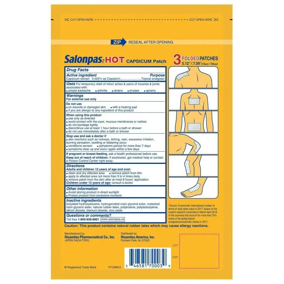 Salonpas Hot Capsicum Patch, Large Size 5.12