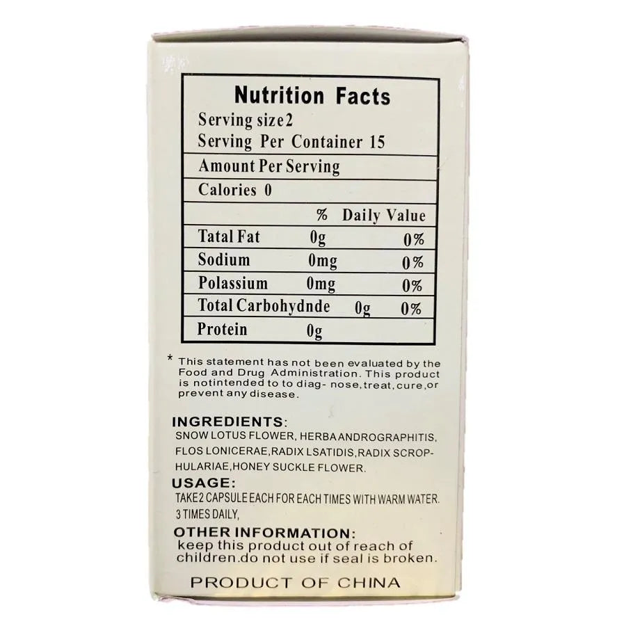 Snow Lotus Flower Herbal Formula with Honeysuckle (36 Pills) - Buy at New Green Nutrition