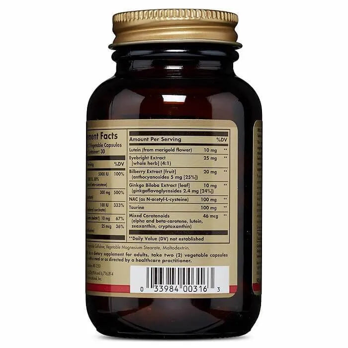 Solgar Bilberry Ginkgo Eyebright Complex Plus Lutein (60 Vegetable Capsules) - Buy at New Green Nutrition