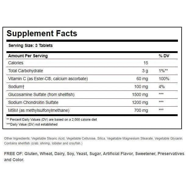Solgar Extra Strength Glucosamine Chondroitin MSM with Ester-C (180 Tablets) - Buy at New Green Nutrition